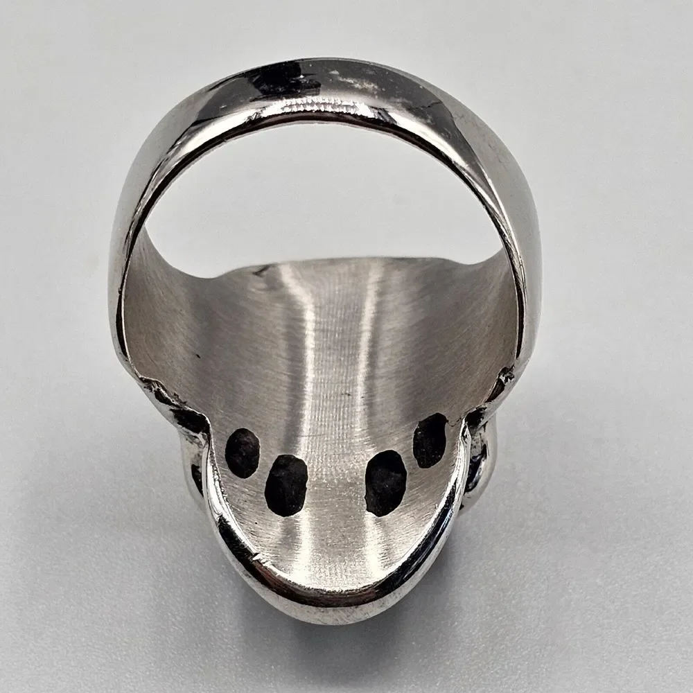 Mens Skull Biker Ring Stainless Steel Gothic Figural Metal Halloween 3D Size 10